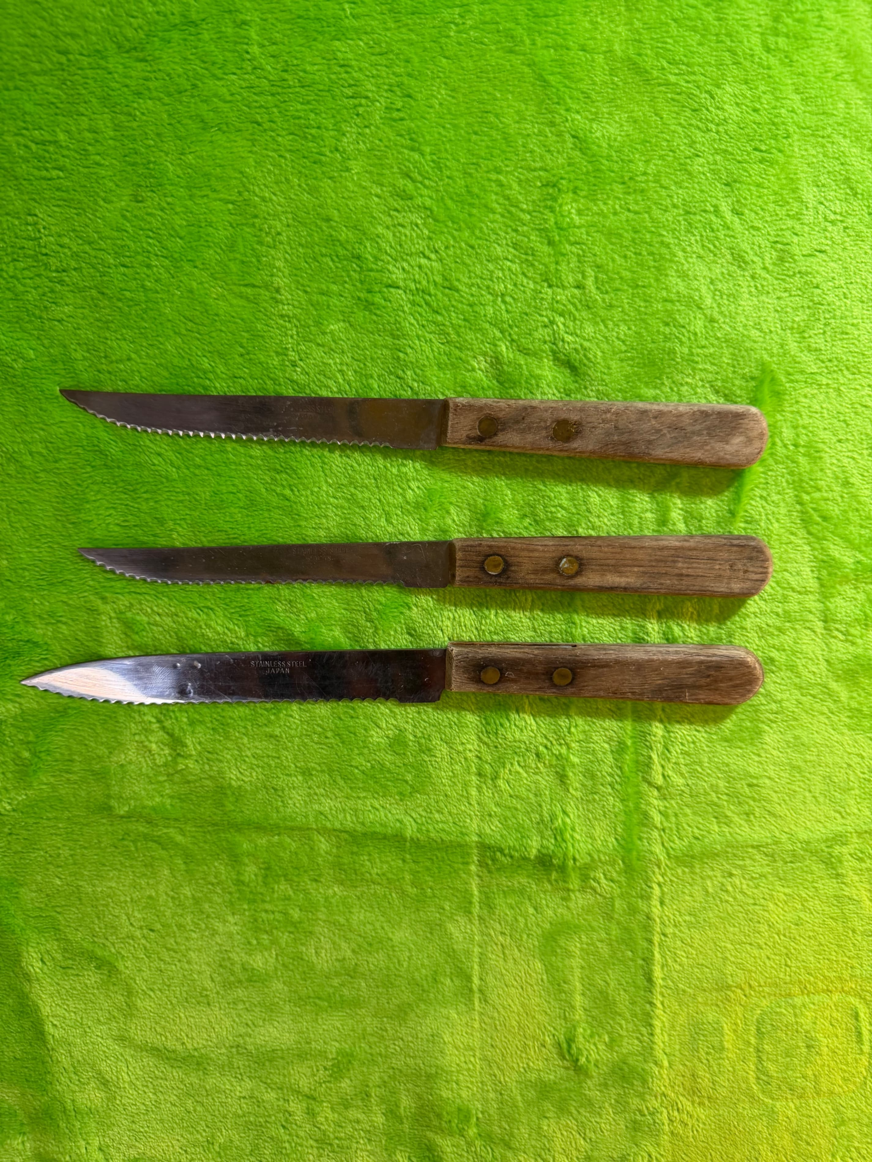 Stainless Steel Japan Serrated Steak Knives Set with Wooden Handles - Image 1