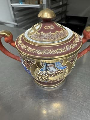 Vintage Japanese SATSUMA art pottery “Coffee Tea Pot Sugar Creamer 1945-1952 - Thumbnail 7