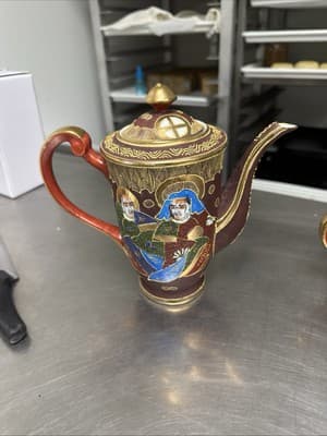 Vintage Japanese SATSUMA art pottery “Coffee Tea Pot Sugar Creamer 1945-1952 - Thumbnail 6