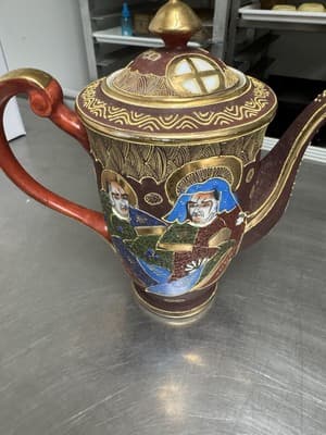 Vintage Japanese SATSUMA art pottery “Coffee Tea Pot Sugar Creamer 1945-1952 - Thumbnail 8