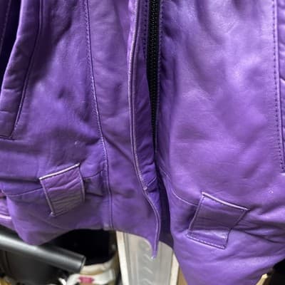 MARTANI Women’s Size m 100% Leather Purple Vintage Biker Jacket - Thumbnail 3