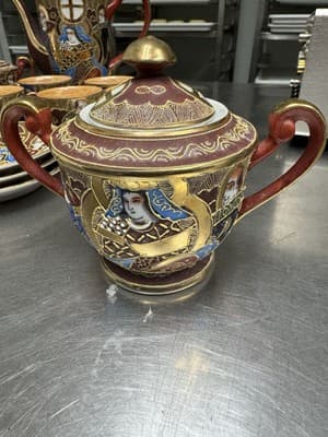Vintage Japanese SATSUMA art pottery “Coffee Tea Pot Sugar Creamer 1945-1952 - Thumbnail 2