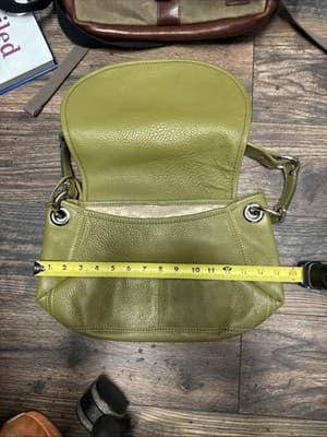 Banana Republic Green Genuine Leather Messenger Bag w/ Shoulder Strap - Thumbnail 3