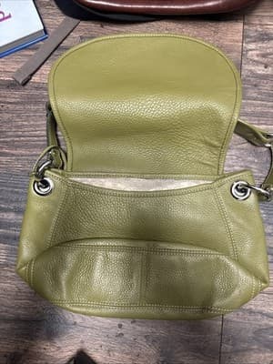 Banana Republic Green Genuine Leather Messenger Bag w/ Shoulder Strap - Thumbnail 2