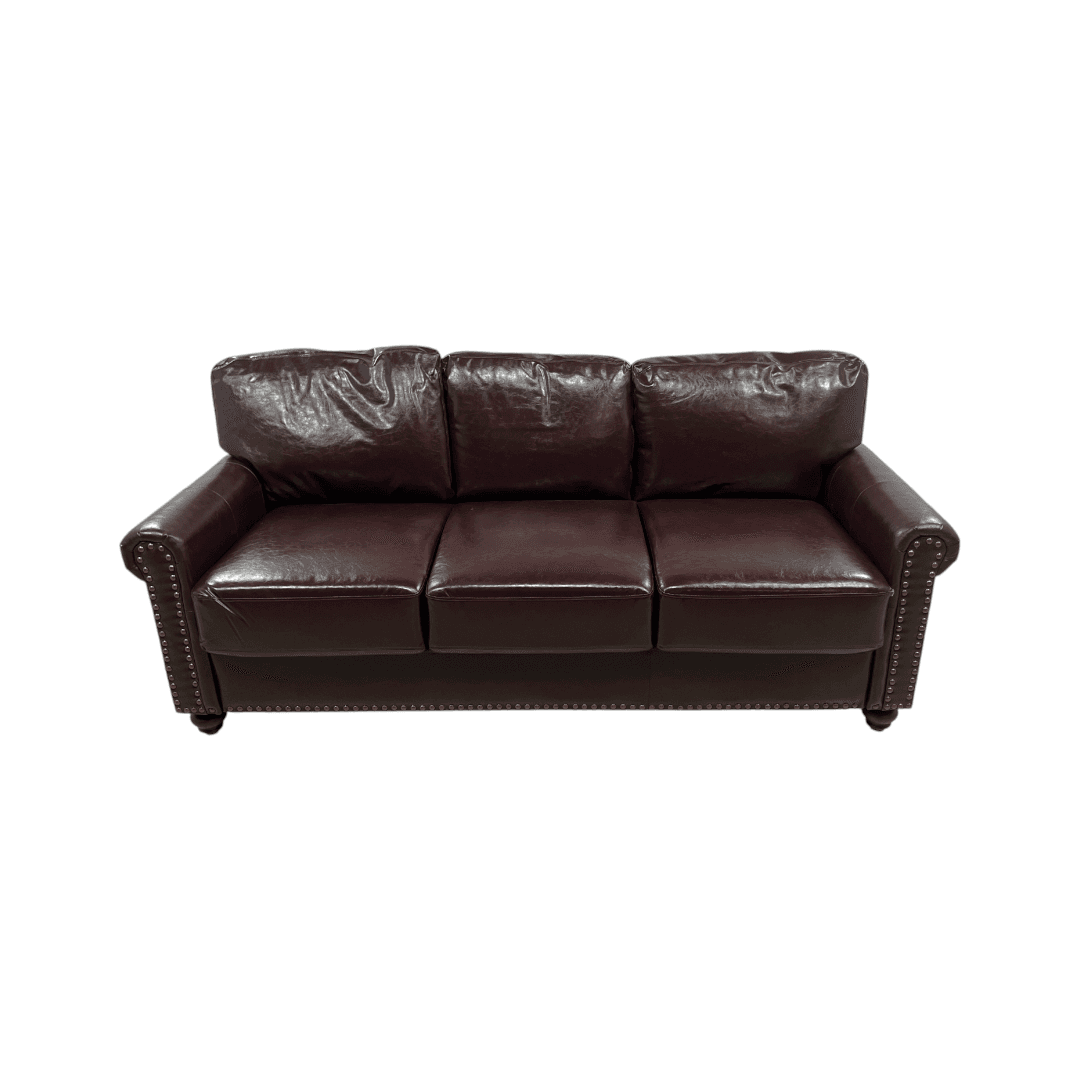 Charlton Home Denardo Faux Leather Rolled Arm Sofa with Storage - Thumbnail 2
