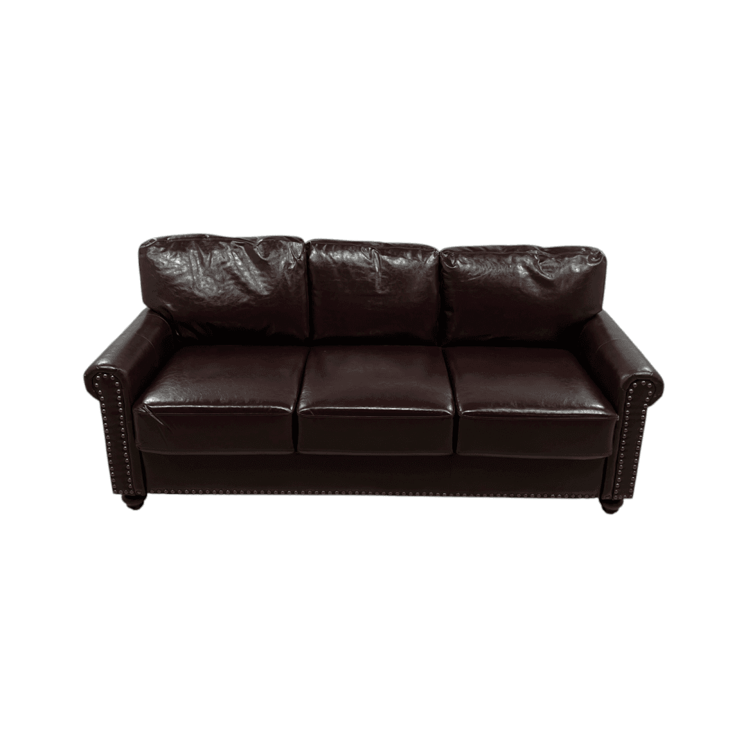 Charlton Home Denardo Faux Leather Rolled Arm Sofa with Storage - Thumbnail 3