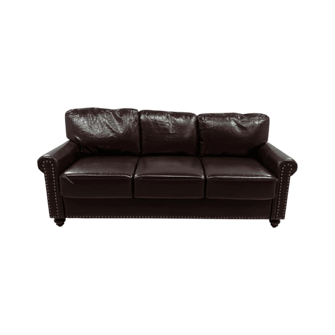 Charlton Home Denardo Faux Leather Rolled Arm Sofa with Storage - Thumbnail 4