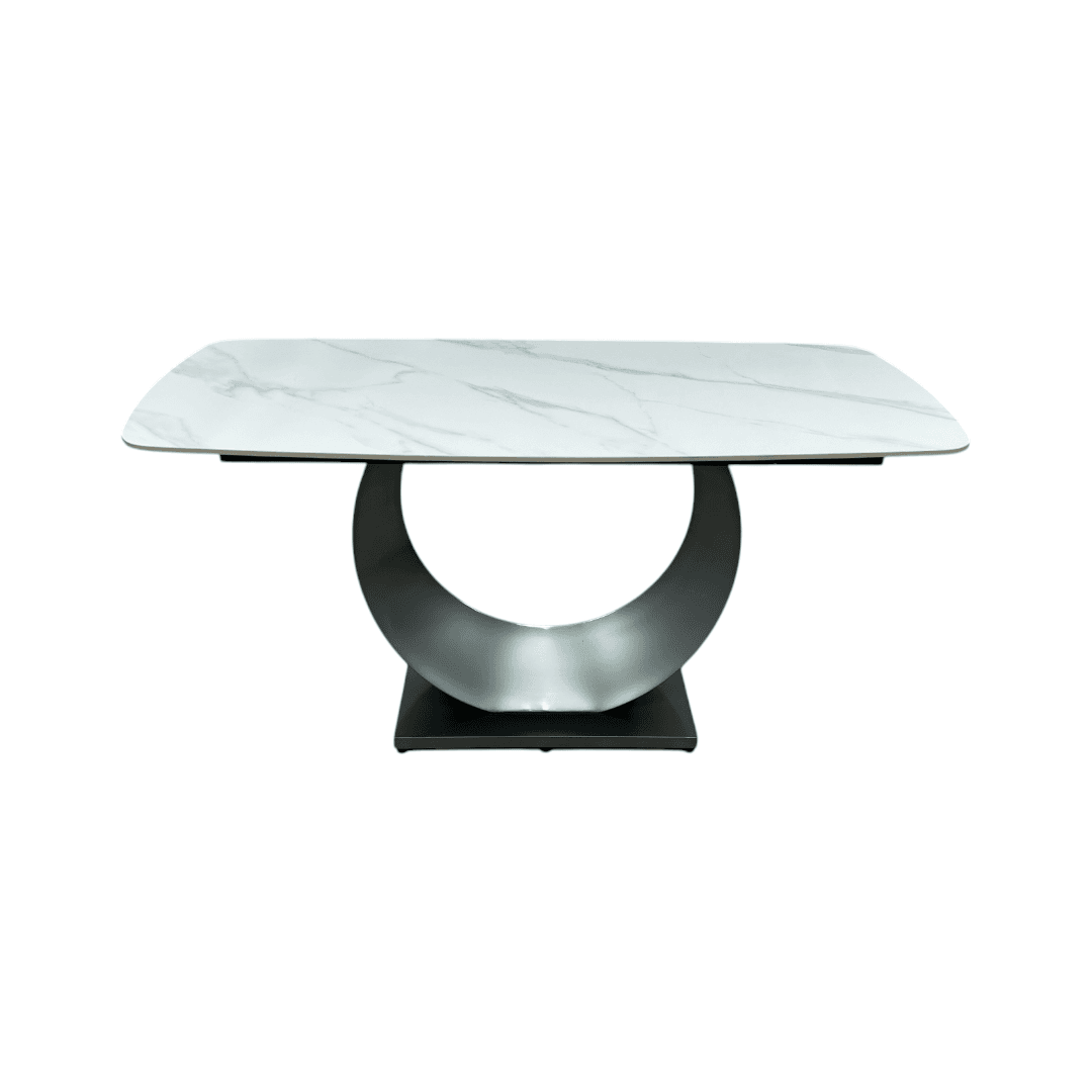 Orren Ellis Modern Sintered Stone Dining Table with Pedestal Base - Thumbnail 3