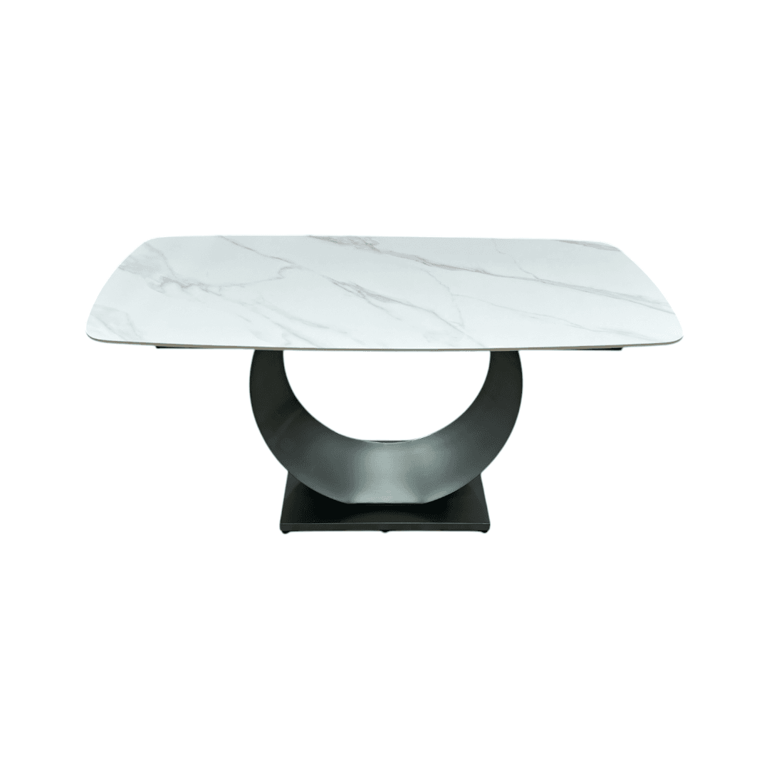 Orren Ellis Modern Sintered Stone Dining Table with Pedestal Base - Thumbnail 4