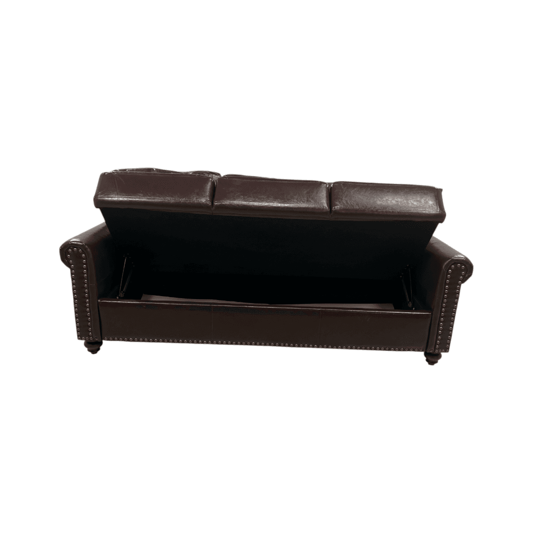 Charlton Home Denardo Faux Leather Rolled Arm Sofa with Storage - Thumbnail 18