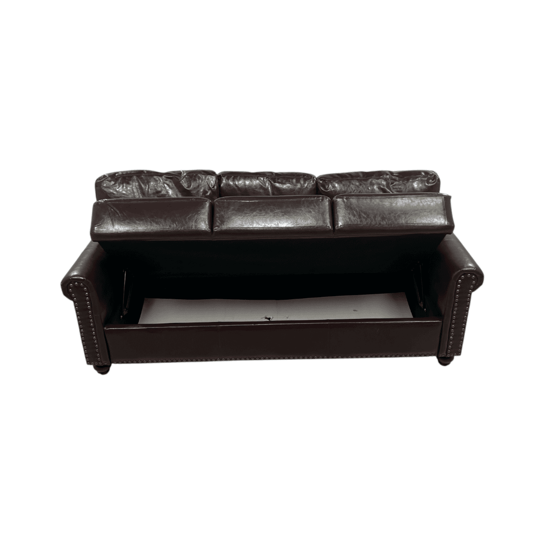 Charlton Home Denardo Faux Leather Rolled Arm Sofa with Storage - Thumbnail 17