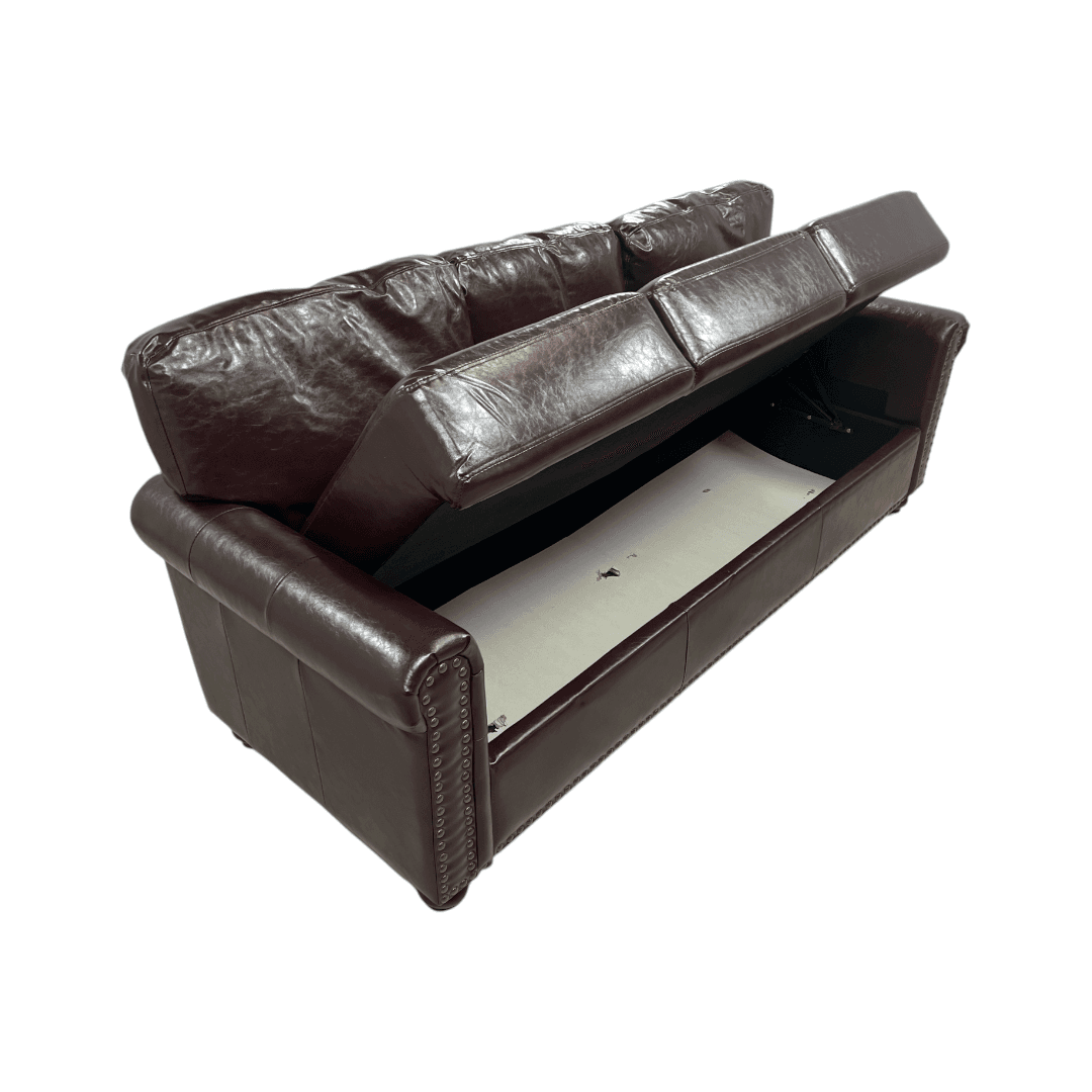 Charlton Home Denardo Faux Leather Rolled Arm Sofa with Storage - Thumbnail 20
