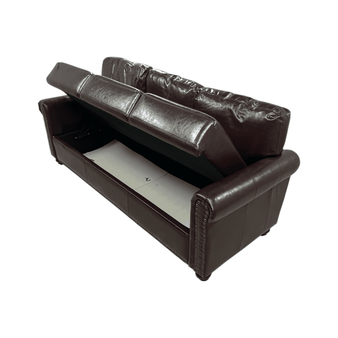 Charlton Home Denardo Faux Leather Rolled Arm Sofa with Storage - Thumbnail 19