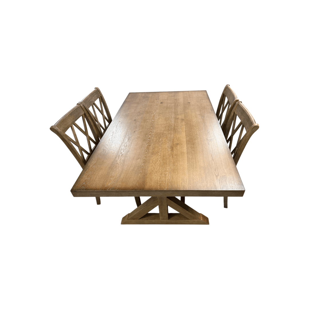 Lark Manor Tamika Enna Morden Farmhouse Wood Trestle Dining Set - Thumbnail 6