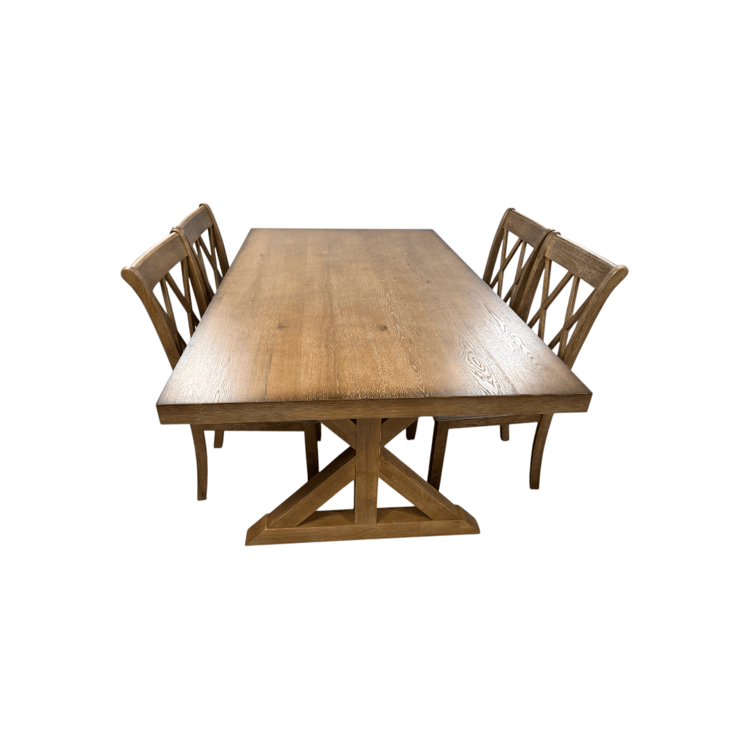 Lark Manor Tamika Enna Morden Farmhouse Wood Trestle Dining Set - Thumbnail 8