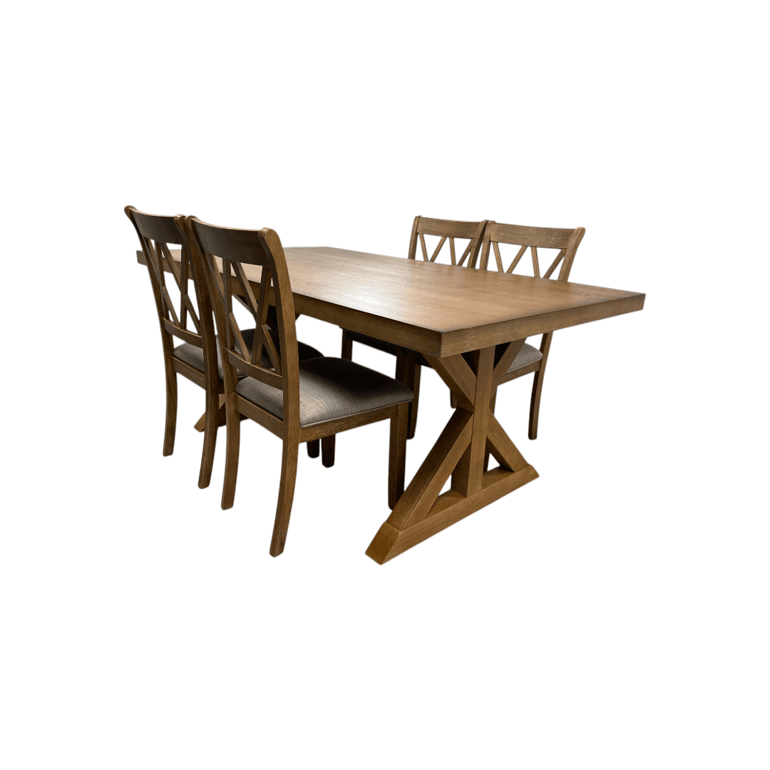 Lark Manor Tamika Enna Morden Farmhouse Wood Trestle Dining Set - Thumbnail 2