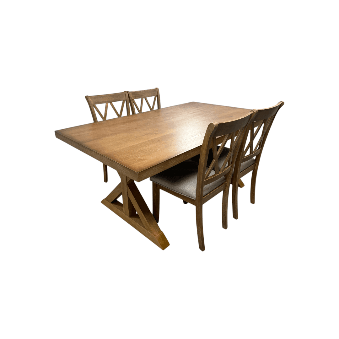 Lark Manor Tamika Enna Morden Farmhouse Wood Trestle Dining Set - Thumbnail 4