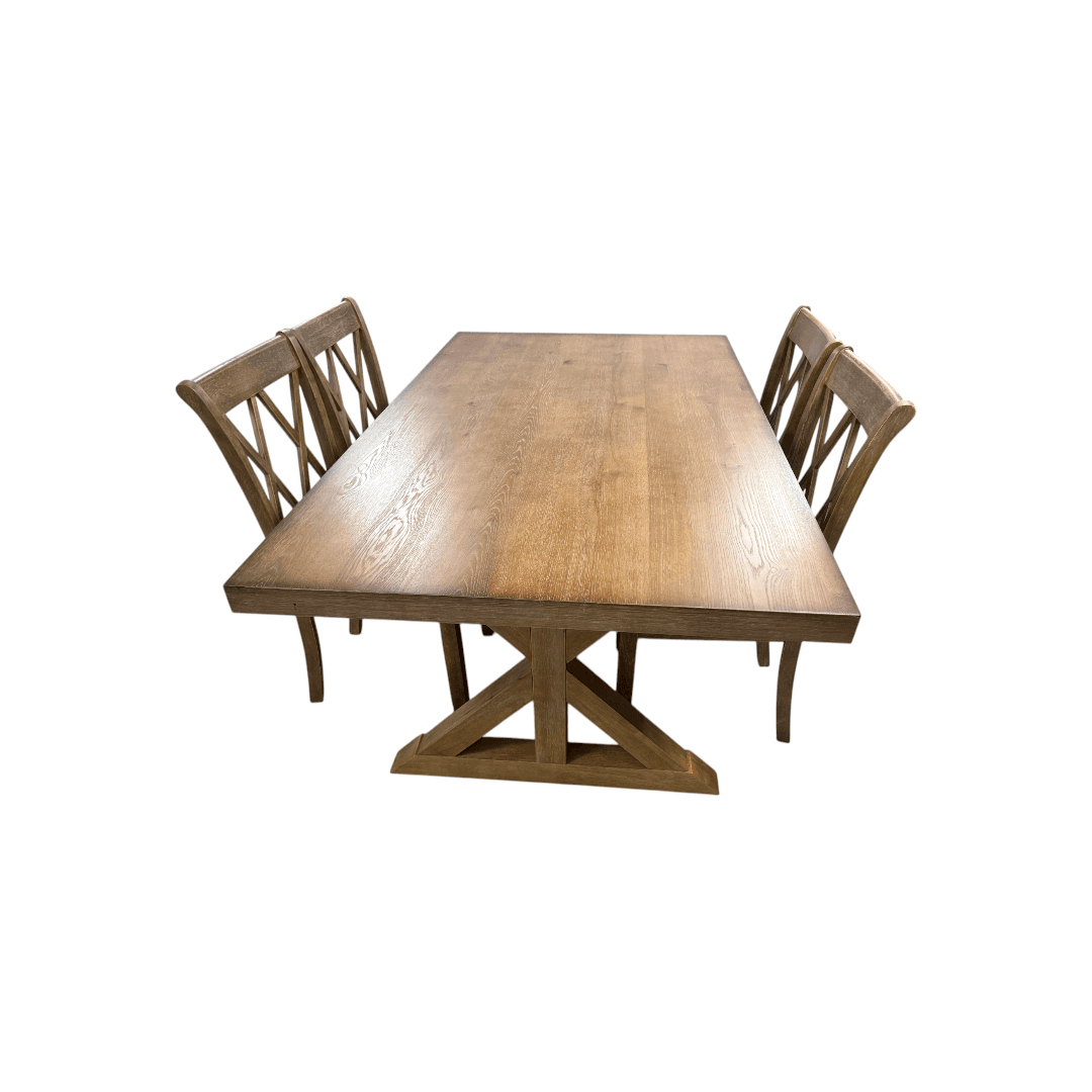 Lark Manor Tamika Enna Morden Farmhouse Wood Trestle Dining Set - Thumbnail 5
