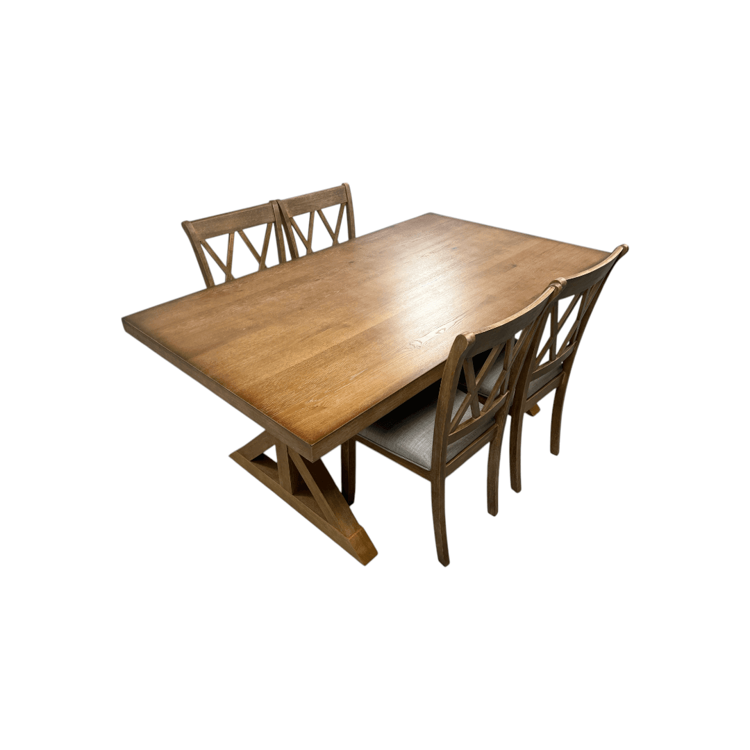 Lark Manor Tamika Enna Morden Farmhouse Wood Trestle Dining Set - Thumbnail 3
