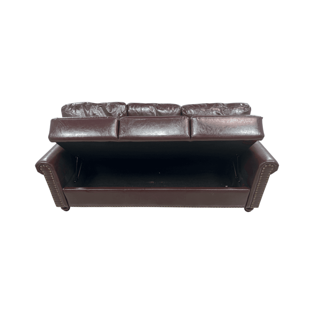 Charlton Home Denardo Faux Leather Rolled Arm Sofa with Storage - Thumbnail 21