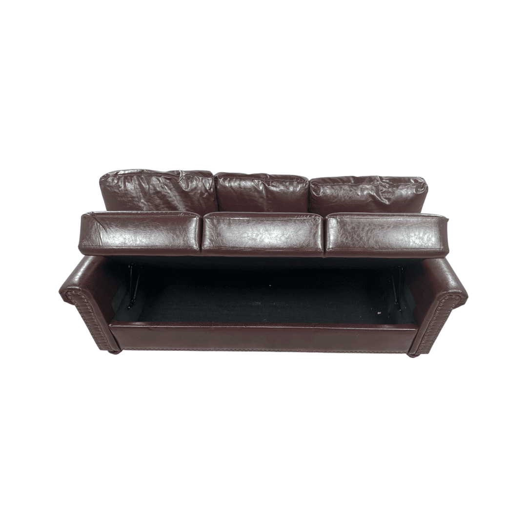 Charlton Home Denardo Faux Leather Rolled Arm Sofa with Storage - Thumbnail 22