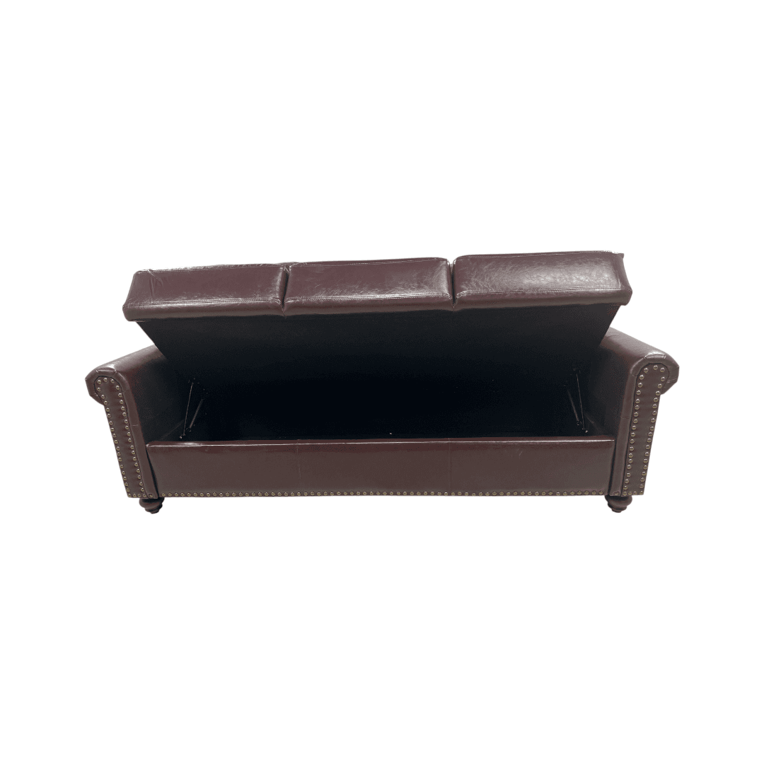 Charlton Home Denardo Faux Leather Rolled Arm Sofa with Storage - Thumbnail 23