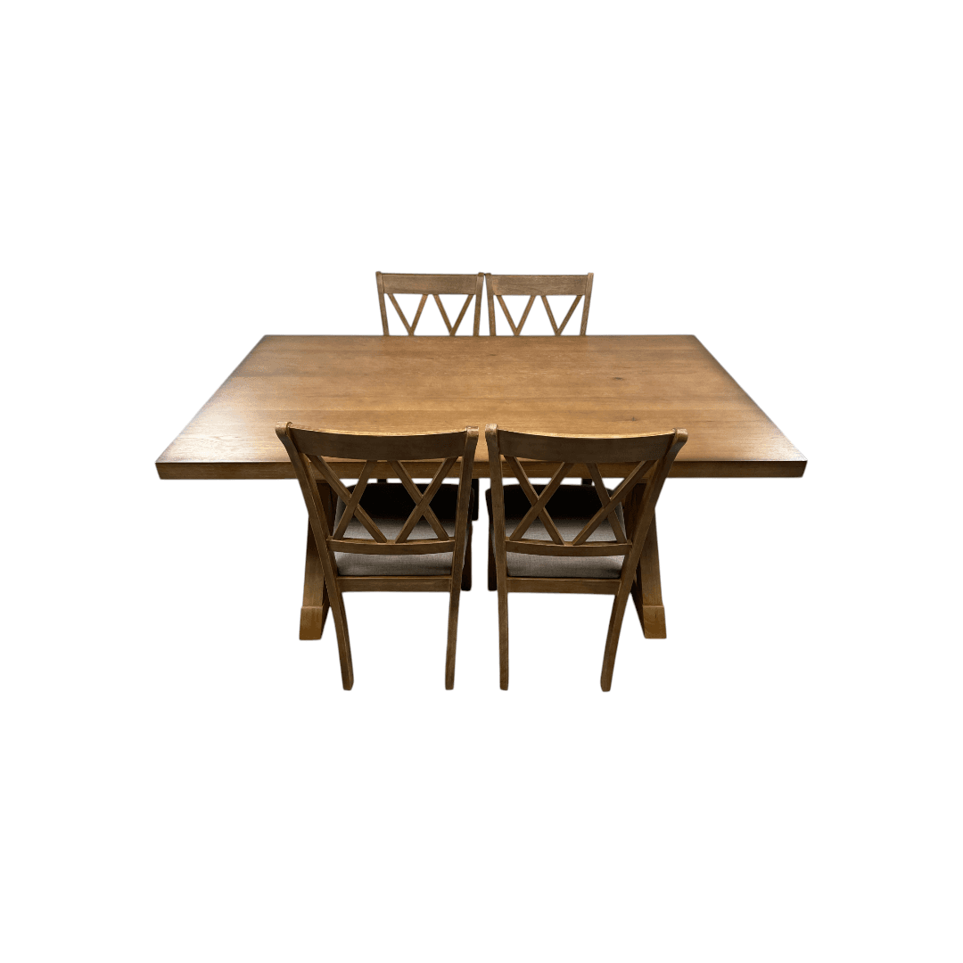 Lark Manor Tamika Enna Morden Farmhouse Wood Trestle Dining Set - Thumbnail 23