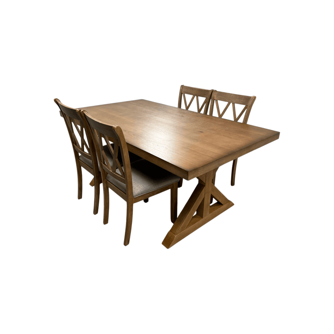 Lark Manor Tamika Enna Morden Farmhouse Wood Trestle Dining Set - Thumbnail 25