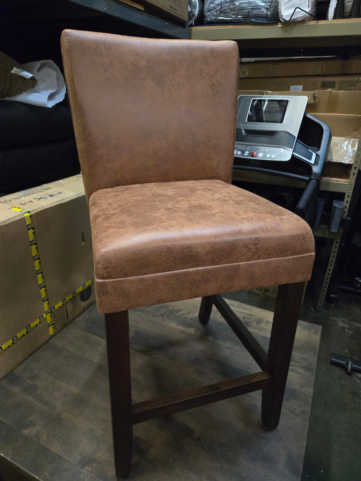 Taib Faux Leather Upholstered Counter Stool, Brown, Like New - Thumbnail 3
