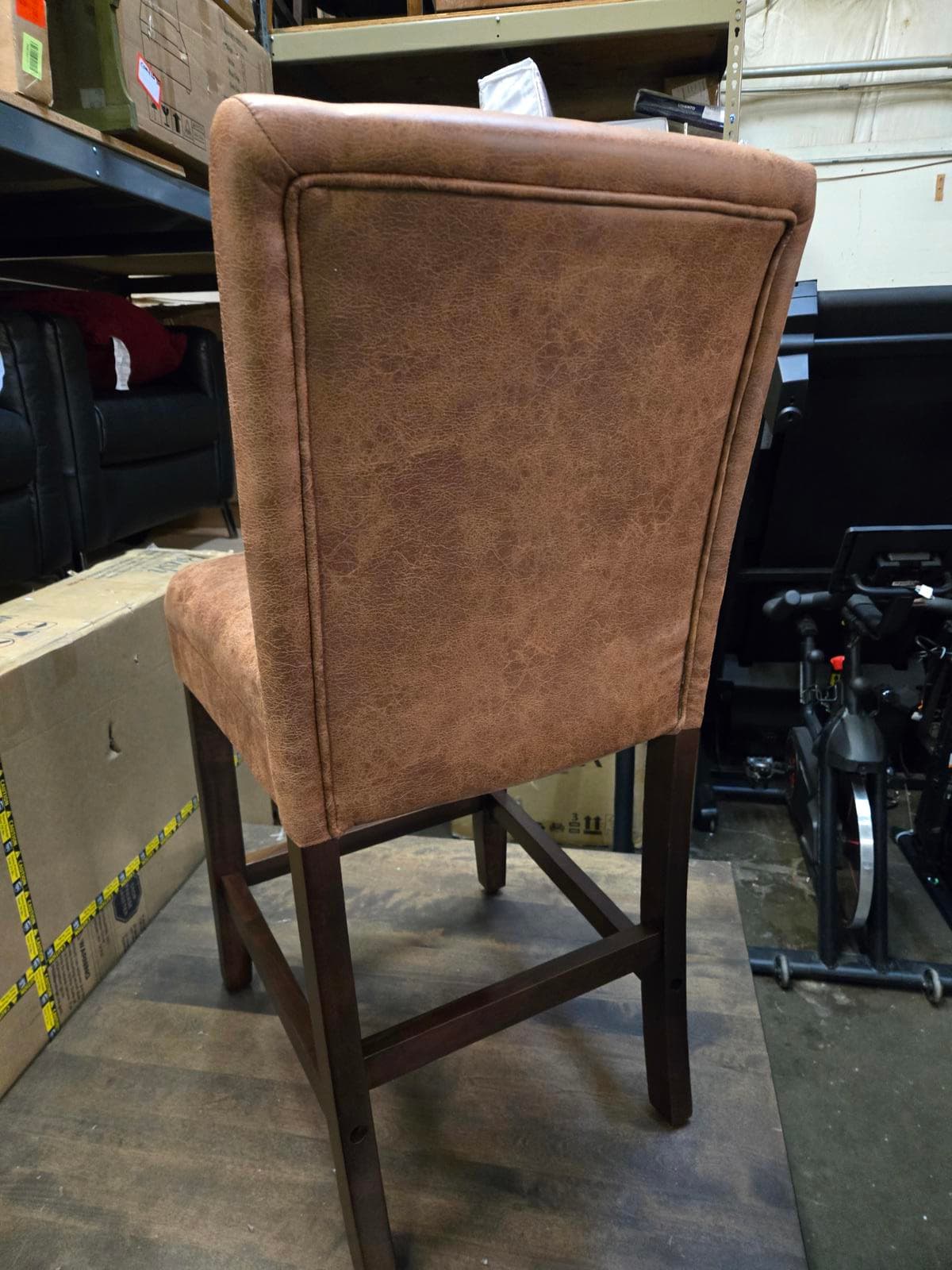 Taib Faux Leather Upholstered Counter Stool, Brown, Like New - Thumbnail 6