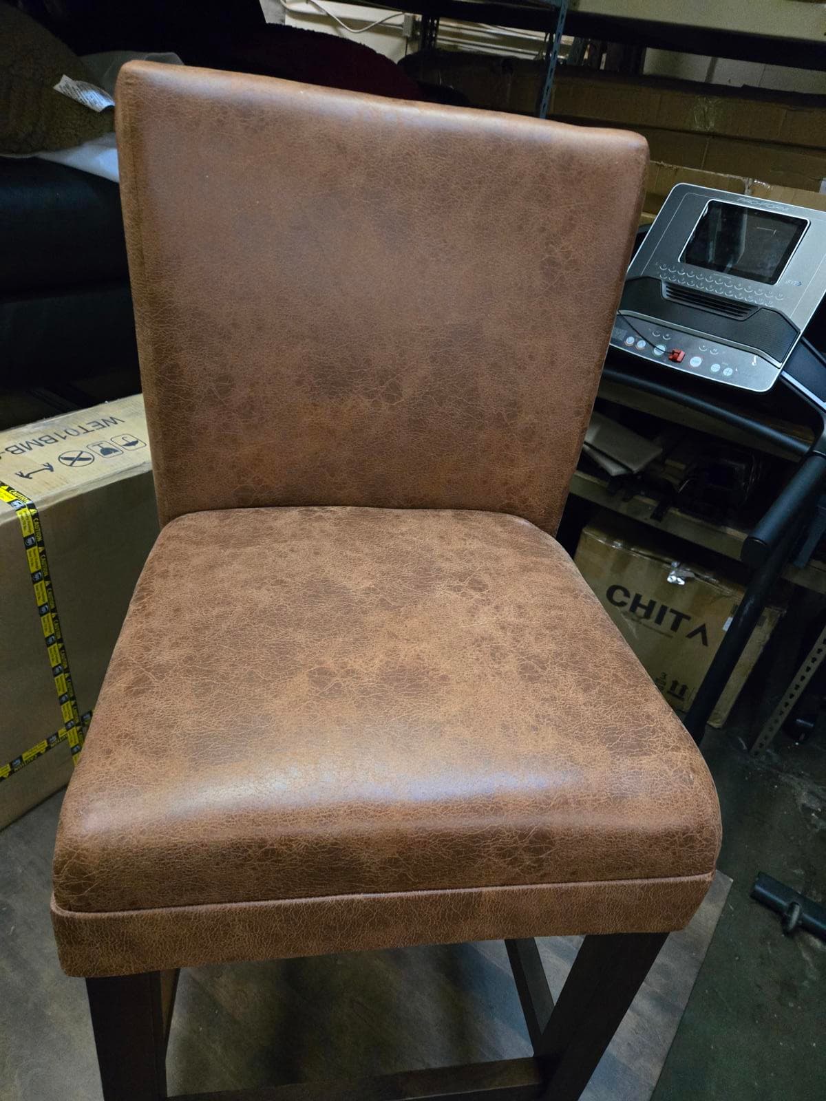 Taib Faux Leather Upholstered Counter Stool, Brown, Like New - Thumbnail 4