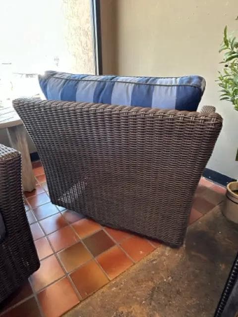 Summer Classic Dark Swivel Arm Chair with Navy Stripped Cushions & 2 Pillows - Thumbnail 3