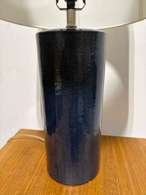 Navy Ceramic Base Table Lamp with White Shade - Thumbnail 2