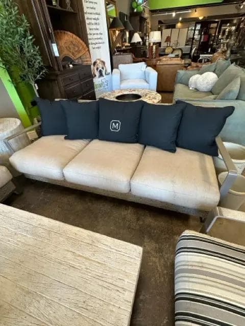 E.B.E.L. Metal Framed Outdoor Sofa with Black Pillows - Thumbnail 2