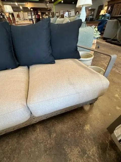E.B.E.L. Metal Framed Outdoor Sofa with Black Pillows - Thumbnail 3