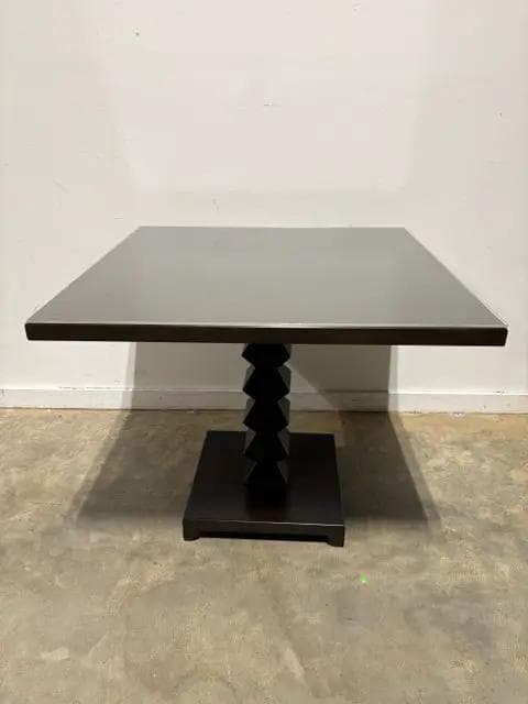 Donghia Dark Wood Square Pedestal Dining Table - Image 1