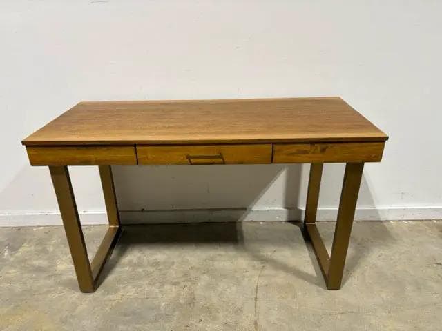 World Market Sloan Desk with Carmel Wood & Gold Legs - Image 1