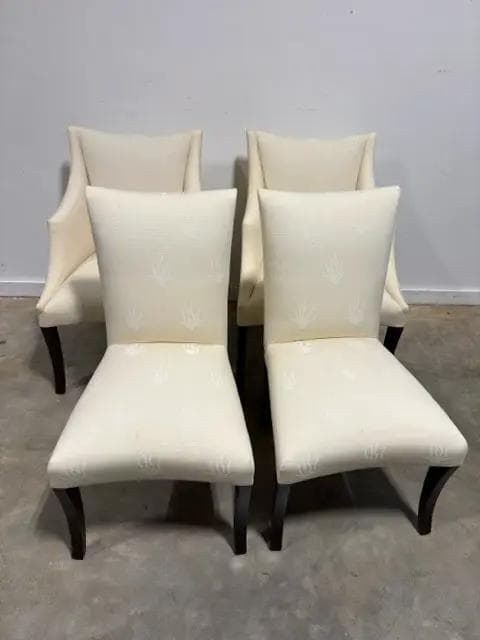 Set Of 4 Donghia Cream Upholstered Dining Chairs - Image 1