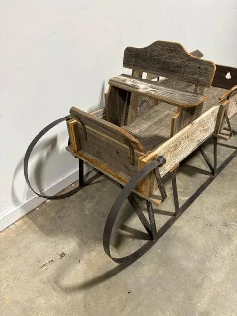 Rustic Reclaimed Wood & Metal Sled - Thumbnail 2