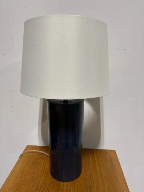 Navy Ceramic Base Table Lamp with White Shade - Image 1