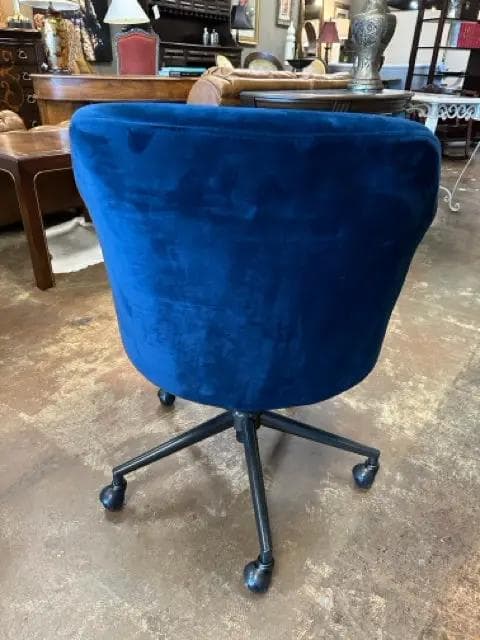 World Market Blue Velvet Desk Chair - Thumbnail 3