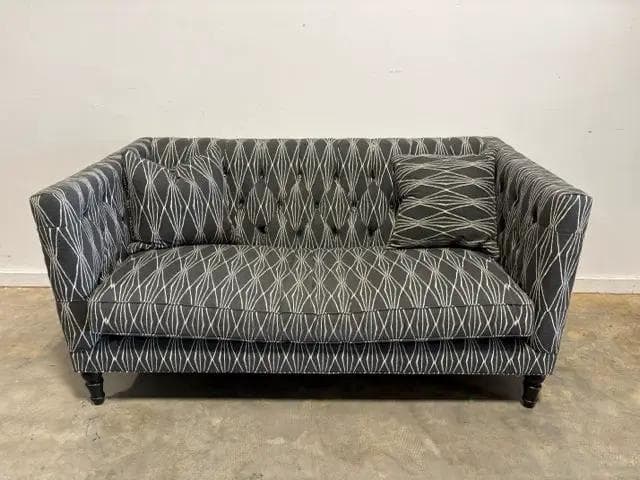 Grey & White Harlequin Fabric Sofa - Image 1