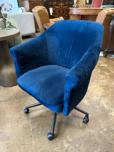 World Market Blue Velvet Desk Chair - Thumbnail 2