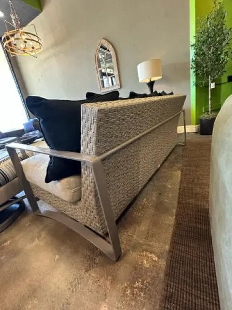 E.B.E.L. Metal Framed Outdoor Sofa with Black Pillows - Thumbnail 4