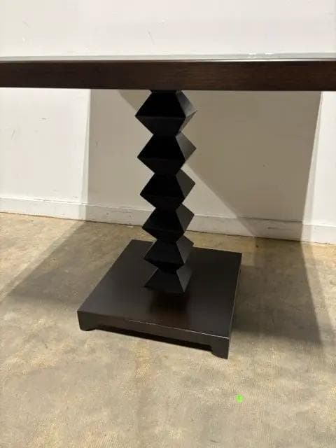 Donghia Dark Wood Square Pedestal Dining Table - Thumbnail 2
