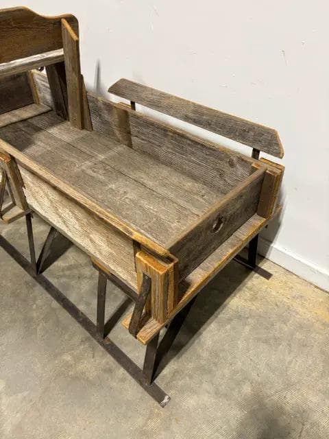 Rustic Reclaimed Wood & Metal Sled - Thumbnail 3