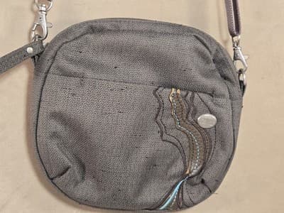 Haiku Jaunt Crossbody Bag - Gray Sage - Eco-Friendly Recycled Fabric - Thumbnail 2