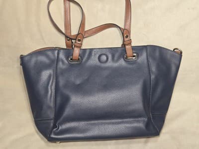 G.H. Bass 3 in 1 Indigo Blue Crossbody Tote / Clutch / Wristlet /Purse~Beautiful - Thumbnail 7