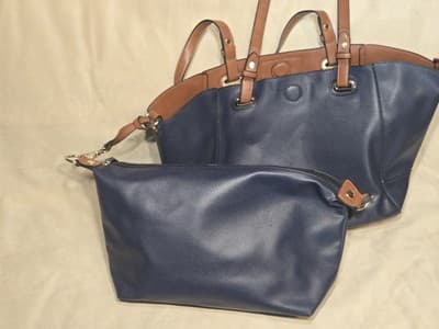 G.H. Bass 3 in 1 Indigo Blue Crossbody Tote / Clutch / Wristlet /Purse~Beautiful - Thumbnail 8