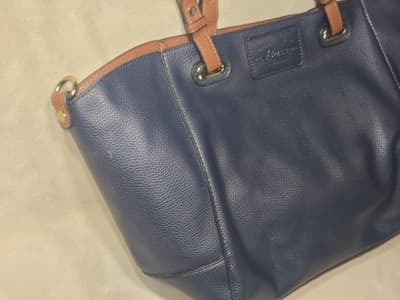 G.H. Bass 3 in 1 Indigo Blue Crossbody Tote / Clutch / Wristlet /Purse~Beautiful - Thumbnail 4